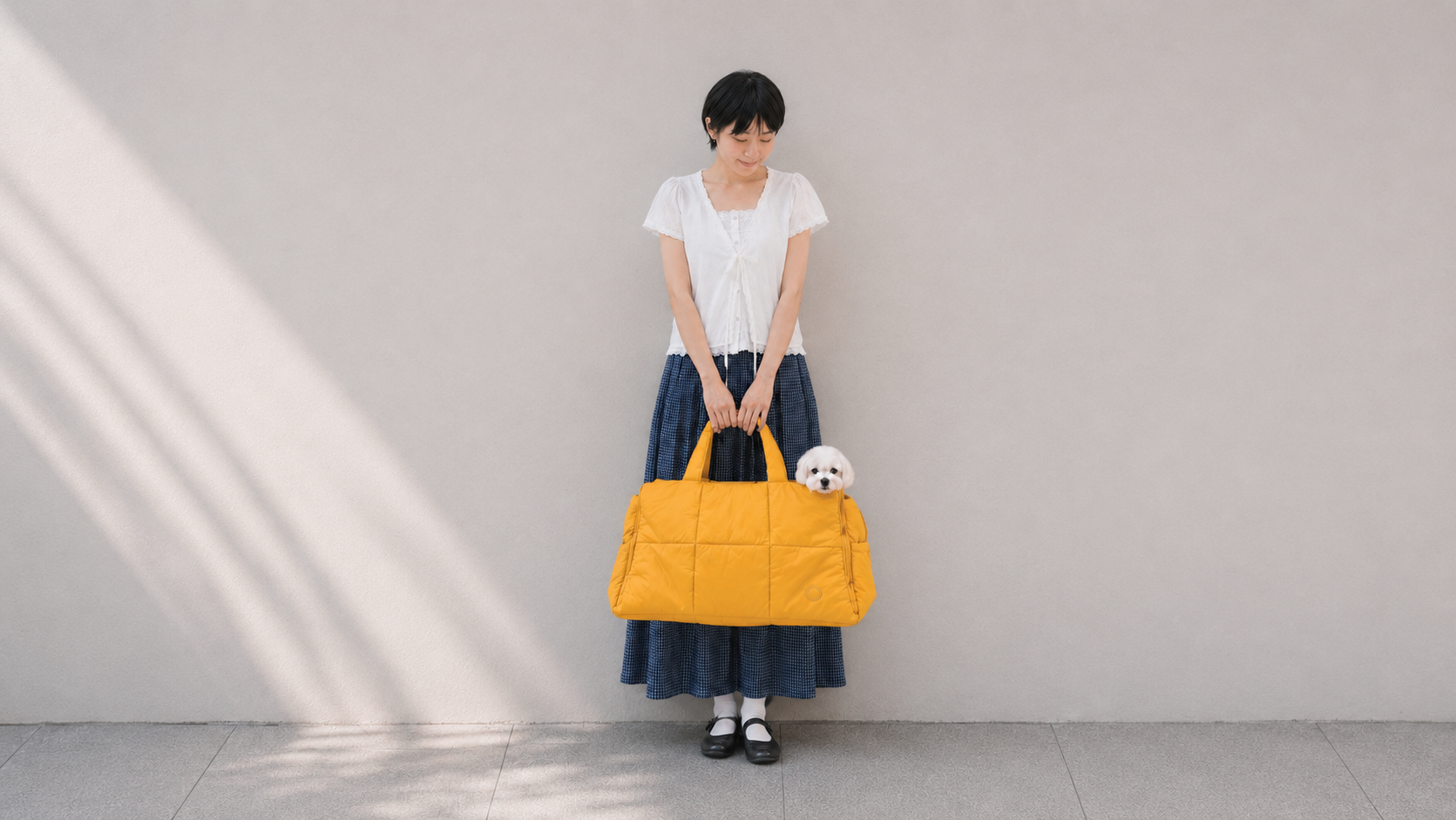 黄色いFUWAI よりそいネストと出かける様子